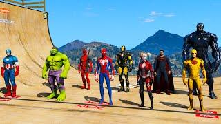 Venom SpiderMan Hulk New Moto Сhallenge Superheroes GTAV !Человек-паук Веном и Халк новое испытание!