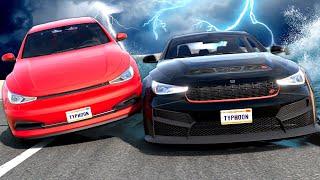 Gas VS Electric Car ESCAPE THE FLOOD in BeamNG Drive Mods!