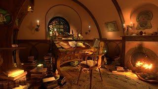 Hobbit Study Ambience  Immersive 2K  Bilbo Baggins' Writing Room in the Shire - LOTR ASMR