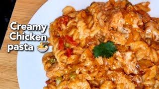 Creamy Chicken pasta recipe white sauce pasta by cooking with saima