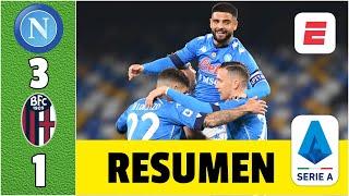 Napoli 3-1 Bologna. Doblete de Insigne y gol de Osimhen. Napoli está a 2 puntos de Europa | Serie A