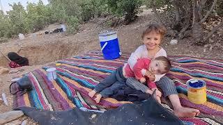 Poor Fariba's position in the dark of the night with two small children to build a hut