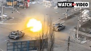 Tanks fire in streets of Mariupol, Ukraine