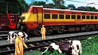 RAJDHANI vs CATTLE || Cattle On Track EMERGENCY Braking || High Speed Action