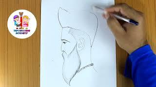 Beard man pencildrawing | boy drawing@Taposhikidsacademy