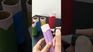 DIY Pencil Brush Holder from Tissue Roll Creative Craft Ideas#diy #brushholder #handmade #cardboard