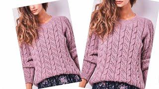 Stylish jumper with a light pattern. It is possible for beginners.