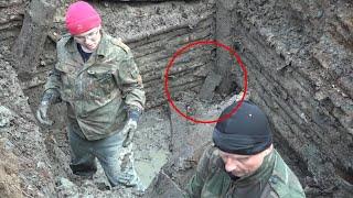 We have unearthed a dangerous German dugout, Finds from clay! Yuri Gagarin