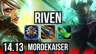 RIVEN vs MORDEKAISER (TOP) | 10 solo kills, 1100+ games, Legendary | VN Grandmaster | 14.13