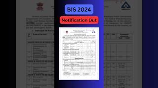 Bureau of Indian Standards BIS 2024 notification Out #bis #notification2024 #job #vacancy2024