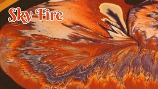 Sky Fire  Mesmerizing Acrylic Wandering Straight Pour with Bold Amazing Color!