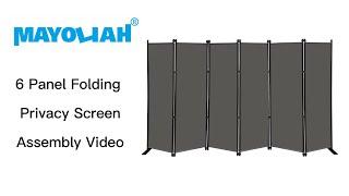 6 panel folding privacy screen panel room divider separator assembly video