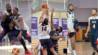 Team USA Basketball first scrimmage in Abu Dhabi 2024 - Anthony Davis dunks on Joel Embiid