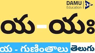 య - గుణింతం | య - తెలుగు గుణింతాలు | Easy to Learn Telugu Guninthalu | Damu Education Telugu #Damu