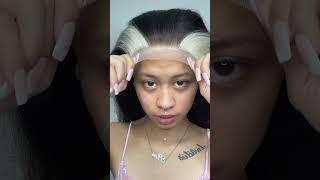 Lace wig install tutorial #naturalhair #skunkstripe Ft worldnewhair