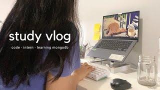 study vlog ‍ | coding, learning mongodb, cozy rainy days