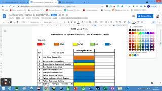 COMO PINTAR A PLANILHA DE HIPÓTESE DE ESCRITA NO GOOGLE DOCS