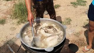 Sheep's head stew at Sonun Yurt Camp, Issyk-Kul, Kyrgyzstan 2021.