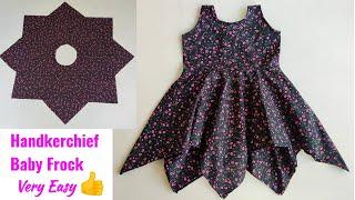 Simple Handkerchief Baby Frock Cutting And stitching Very Easy  Full Tutorial