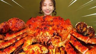 [Mukbang ASMR] Mala King Crab Steamed SeafoodSeafoodboil Ablone Scallops Eatingshow Ssoyoung