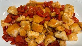 SWEET AND SOUR CHICKEN AND PEPPERS by Betty and Marco - Quick and easy recipe - SUB ENG