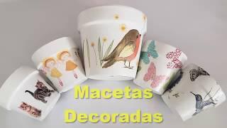 Manualidades / Diy / Macetas Decoradas Con Servilletas Decoupage