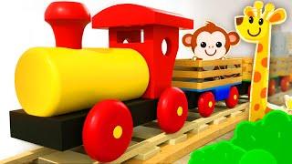 Learn wild Animals on wooden Train for kids | Tino - Toys & Toddlers