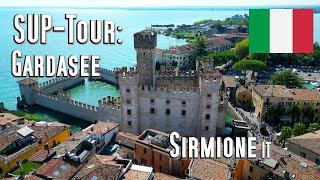 SUP-Tour: Gardasee, Sirmione, Umrundung der Halbinsel mit Burg und Jamaica Beach. Standuppaddeln