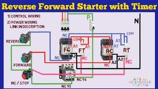 reverse forward starter with timer | reverse forward motor connection by timer