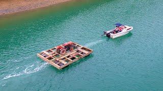 Building a raft from Washed up Plastic & Towing a Tractor to my Island