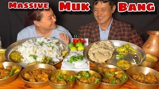 SASURA BABA SANGA FIRST MUKBANG ️ MUTTON CURRY, PORK CURRY, CHICKEN CURRY WITH DHIDO AND RICE 