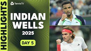 Tsitsipas Battles Berrettini; Medvedev, Fils & Rune Also Play | Indian Wells 2025 Day 5 Highlights