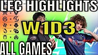 LEC Highlights ALL GAMES W1D3 - Week 1 Day 3