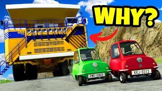 Testing TINY CARS vs The Massive BELAZ on a Mountain in BeamNG Drive Mods!