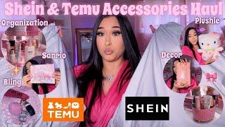 SHEIN & TEMU ACCESSORIES HAUL 2024 (home decor, organizers, jewelry, bling, pink & hello kitty)