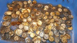 HUGE CACHE OF SILVER COINS FOUND WHILE METAL DETECTING- LIVE OPENING