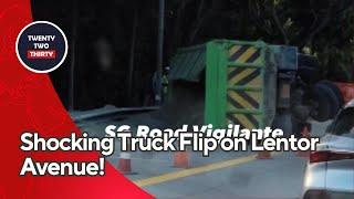 Shocking Truck Flip on Lentor Avenue! Driver Hospitalized After Dramatic Accident | Must Watch!