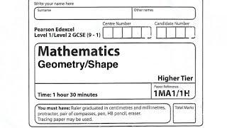 Revision by topic: Geometry/Shape (part 2) | GCSE (9-1) Higher Exam revision (edexcel)