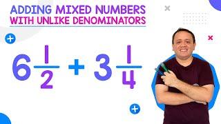 Adding Mixed Numbers with Unlike Denominators (step by step)