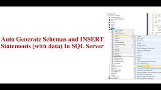 How to Generate Schema and Insert Scripts With Data In SQL Server for Backup or Testing.