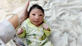 Most beautiful and charming special newborn baby after birth || look at those black eyes