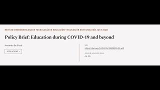 Policy Brief: Education during COVID-19 and beyond | RTCL.TV