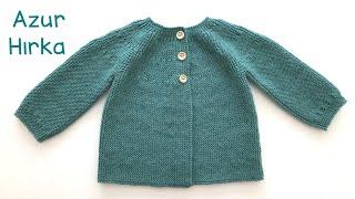 Azur Hırka / Yandan Örülen Tek Parça Bebek Hırkası / Knitting Baby Cardigan