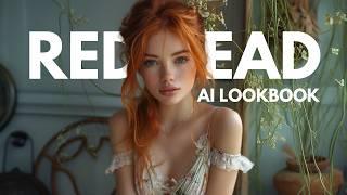 [4K] Coquette Redhead Ai Lookbook | Red Hair Ai Lookbook 19