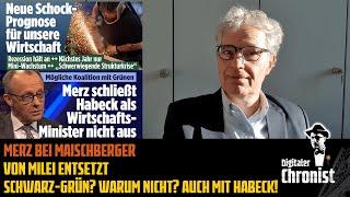 Merz bei Maischberger - Von Milei entsetzt - Schwarz-Grün? Warum nicht? Auch mit Habeck!