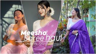 Meesho Saree Haul | Saree for Saraswati Puja 2024 & wedding season | Charchita Sarma #meeshohaul