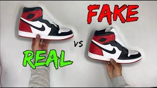 REAL VS FAKE! NIKE JORDAN 1 SATIN BLACK TOE COMPARISON!