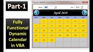 Fully Functional Dynamic Calendar Control in VBA (Part-1)