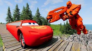 Captain Gun Fire vs Big & Small McQueen, Tow Mater vs Dinoco, Doc Hudson vs Pixar Car -BeamNG.Drive