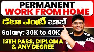 Data Entry Job | Permanent Work from home | Salary: 40K/Month | Latest jobs in Telugu|@VtheTechee